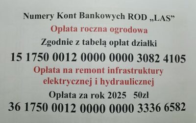 Numery Kont Bankowych ROD „LAS”